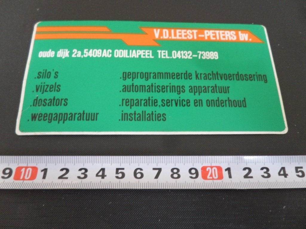 sticker odiliapeel VD LEEST - PETERS BV silo's vijzels, Ophalen of Verzenden, Zo goed als nieuw