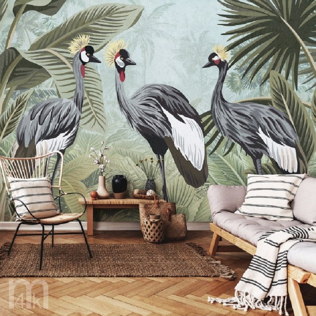 Kraanvogel behang Cranes, vogelbehang, trendy, Muurdeco4kids, Verzenden, Fotobehang