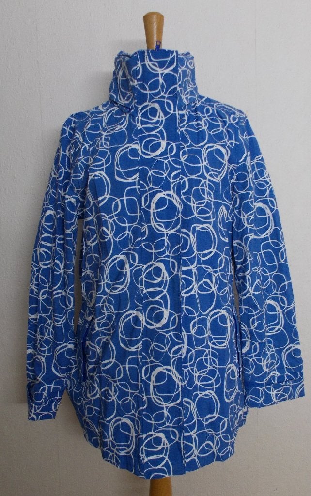 Blauw/witte jas/regenjas/parka van Happy Rainy Days! S/M, Verzenden, Nieuw, Maat 36 (S), Blauw