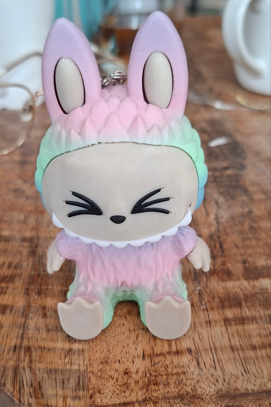 Schattige pastelkleurige konijn sleutelhanger, Ophalen of Verzenden