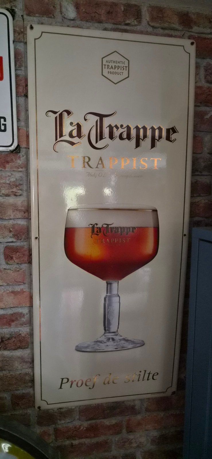 La Trappe Trappist bord bier brouwerij emaille reclamebord, Ophalen of Verzenden, Gebruikt, Reclamebord