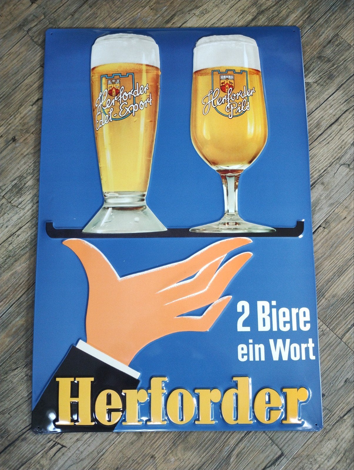 Herforder Pils reclamebord, Verzamelen, Biermerken, Ophalen of Verzenden, Nieuw, Reclamebord, Plaat of Schild, Overige merken