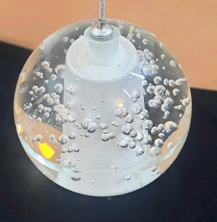 Hanglamp glazen bol met bubbeltjes, lees de beschrijving, Ophalen of Verzenden, Zo goed als nieuw, Glas