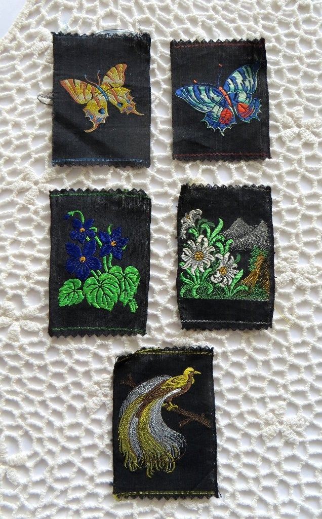 Vintage Turmac zijdjes nr. 580 bloemen, vogels en vlinders, Ophalen of Verzenden