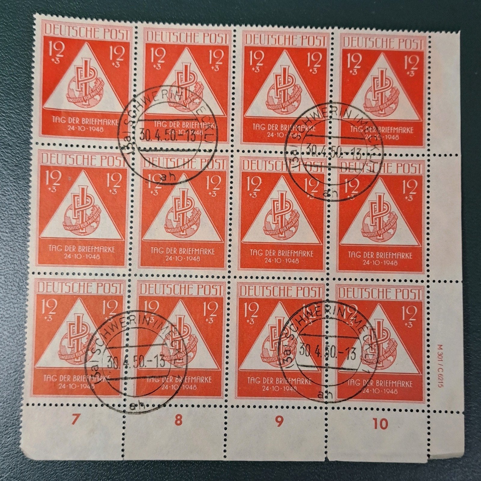 Duitsland: Blokje van 12 'Tag der Briefmarke' 1948, gest., Ophalen of Verzenden, Overige periodes, Gestempeld