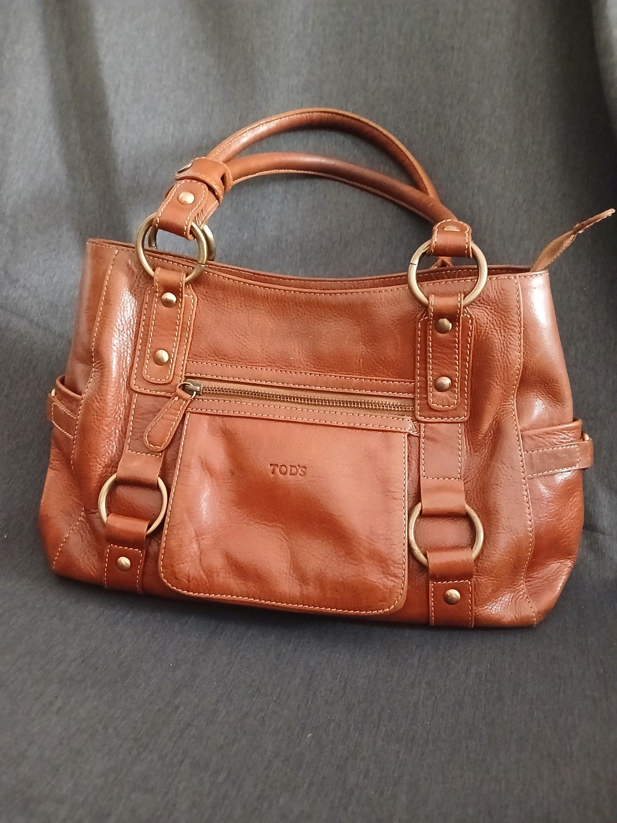 Stijlvolle bruine leren handtas van Tod's, Ophalen of Verzenden, Gebruikt, Bruin, Handtas