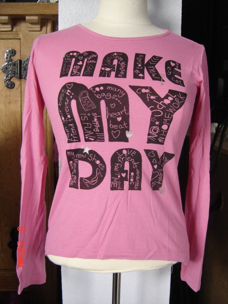 Make my day longsleeve maat 164, Ophalen of Verzenden, Zo goed als nieuw, Meisje, Shirt of Longsleeve