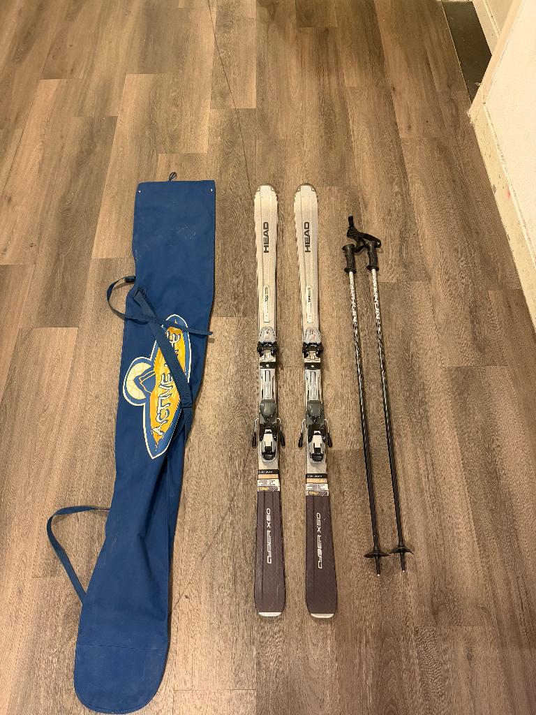 Head Cyber X50 ski's met stokken en tas, Sport en Fitness, Ophalen, 160 tot 180 cm, Gebruikt, Skiën