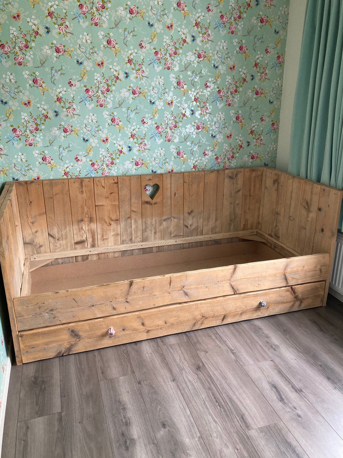 bed steigerhout, Ophalen, Gebruikt, 180 cm of meer, 85 tot 100 cm