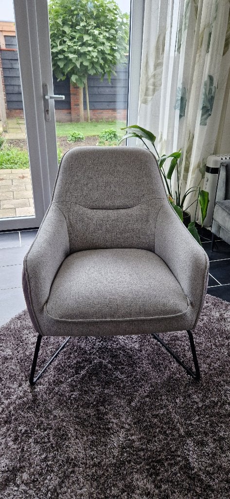2 fauteuils grijs gemêleerd en suede Xooon, Huis en Inrichting, Ophalen, 75 tot 100 cm, Zo goed als nieuw, Stof