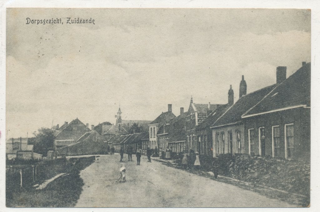 Zuidzande - Dorpsgezicht (1)  1920, Ophalen of Verzenden, 1920 tot 1940, Gelopen, Zeeland