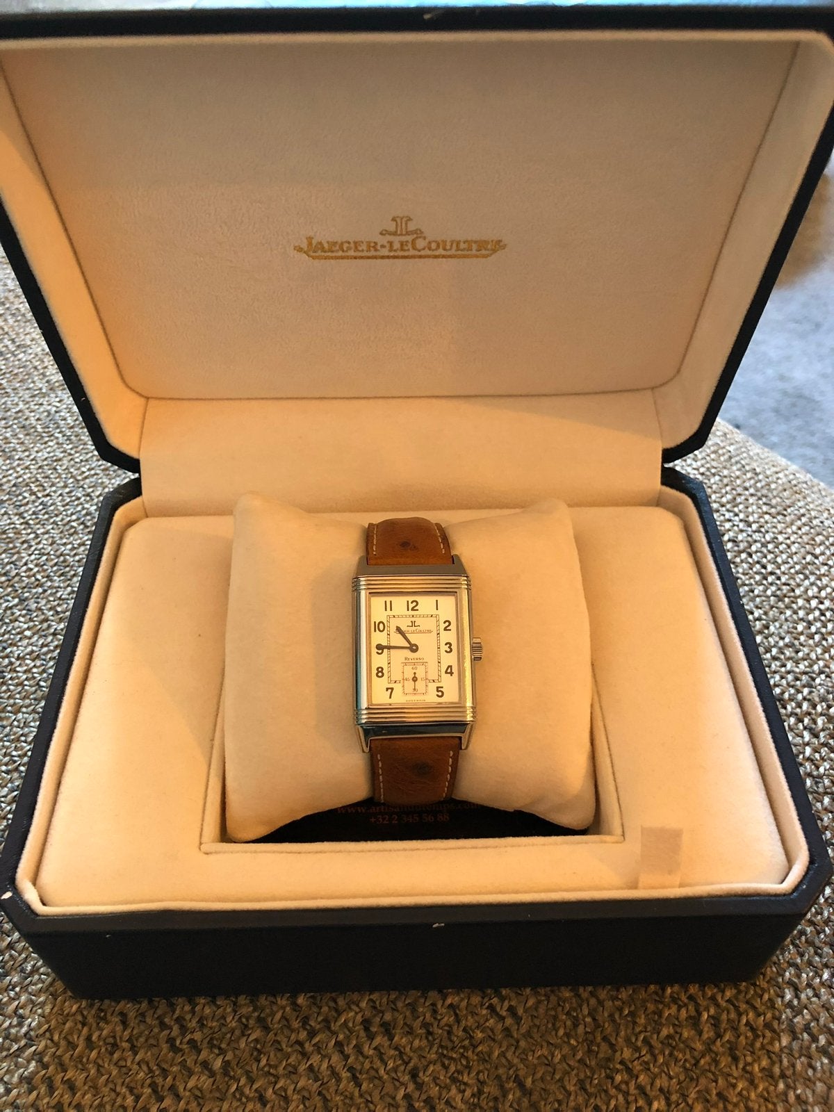 Jaeger-LeCoultre Reverso Grande Taille Ref. 270.8.62, Leer, Staal, Polshorloge, Zo goed als nieuw