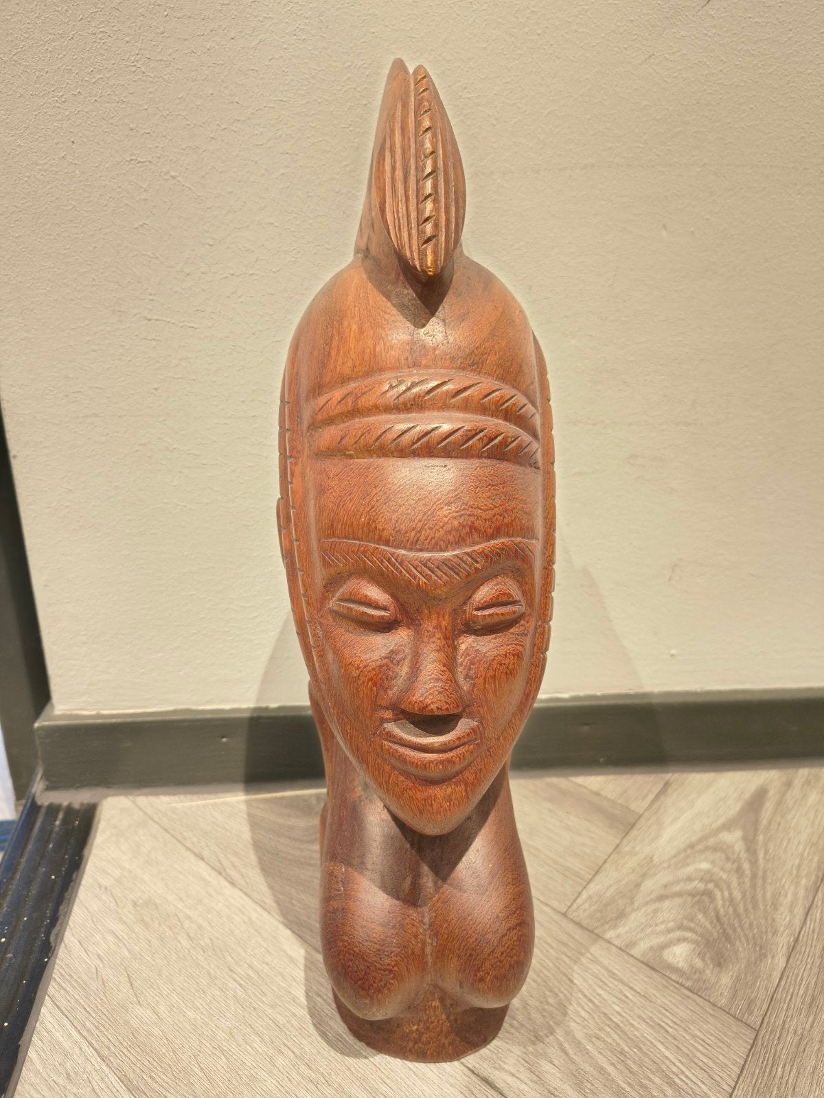zware houten buste Afrikaans houtsnijwerk, Houtsnijwerk, Ophalen of Verzenden, 20 - 50 cm, Hout