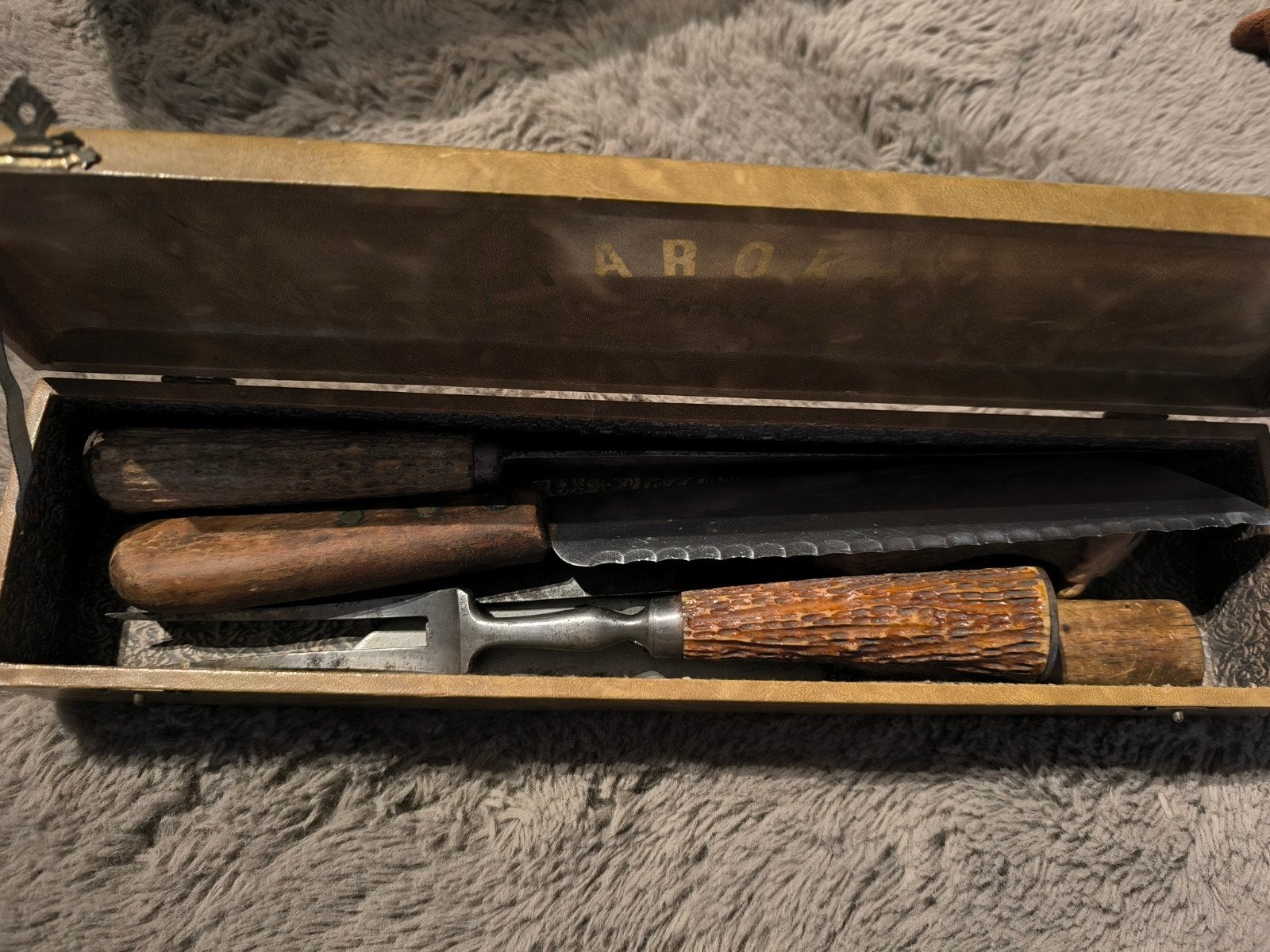 Vintage Faroka Mild vleesmes set in kist, Ophalen of Verzenden