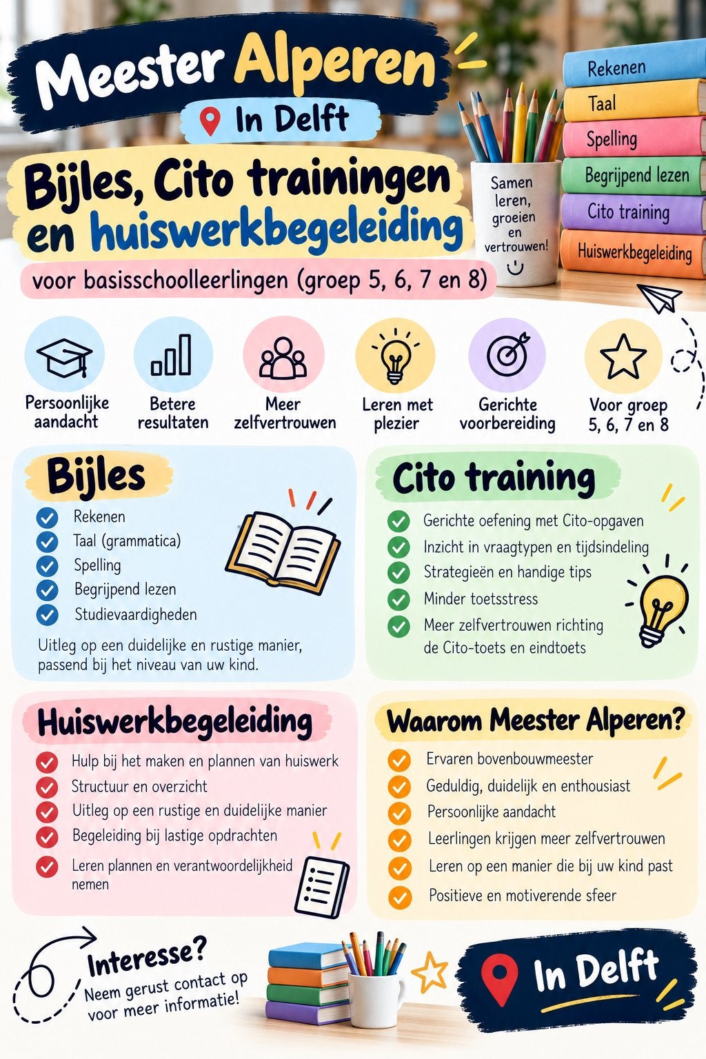 Bijles, Cito-training & huiswerkbegeleiding in Delft(€ 25/u), Diensten en Vakmensen, Huiswerkbegeleiding