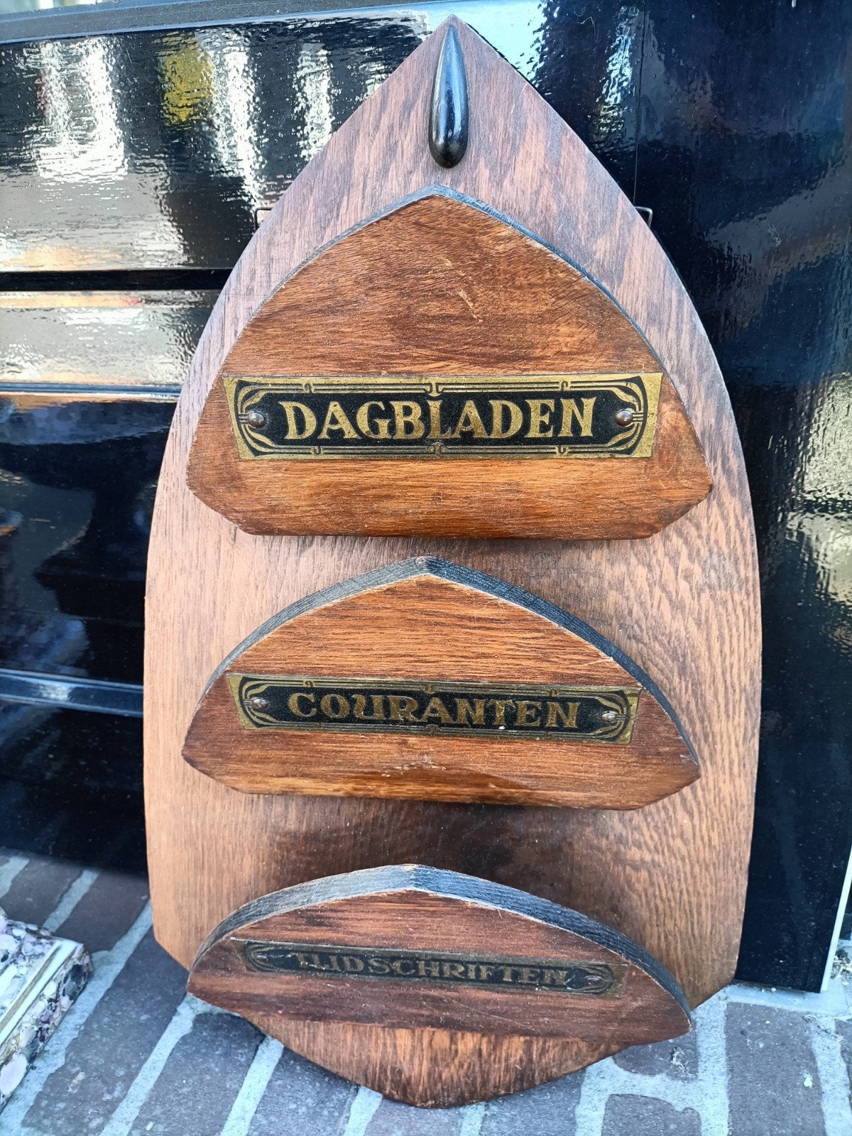 Antieke houten kranten, dagbladen houder. Vintage., Antiek en Kunst, Ophalen of Verzenden