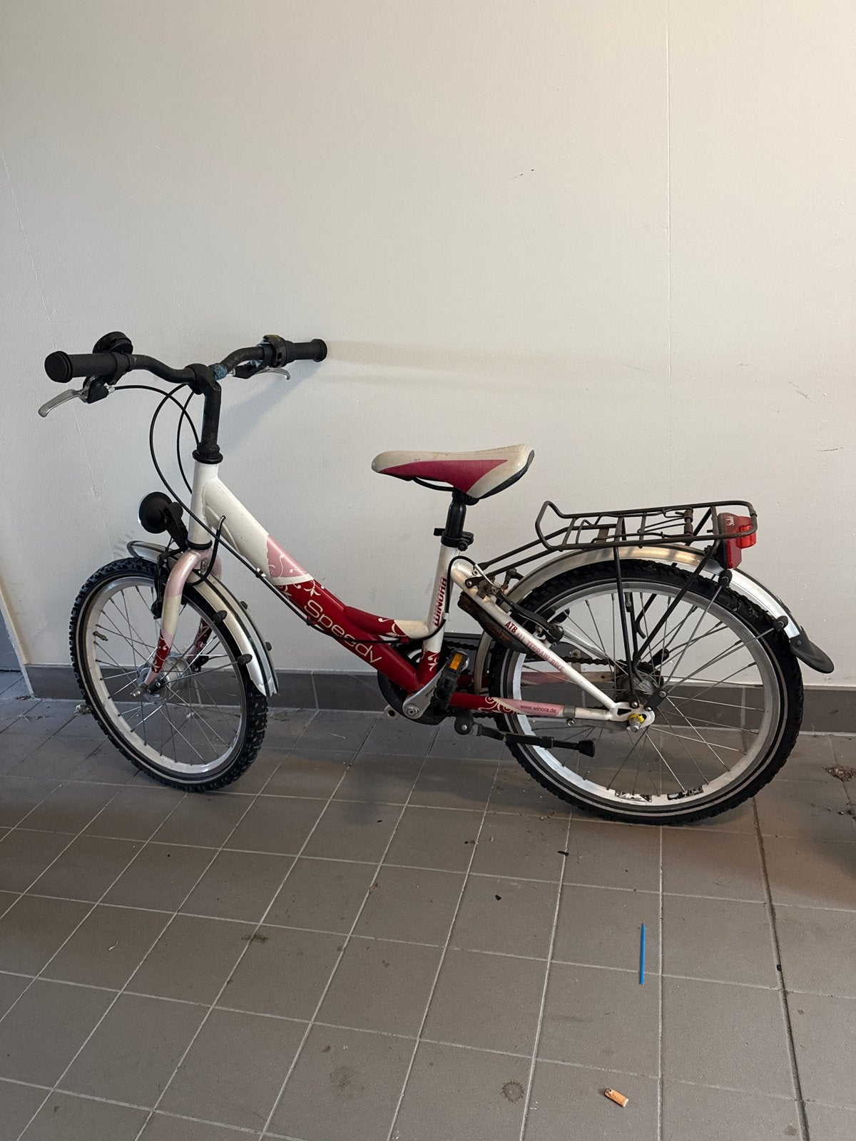 Kinderfiets X Speedy 20 inch - Wit/Rood, Ophalen, Gebruikt, Terugtraprem, 16 tot 20 inch