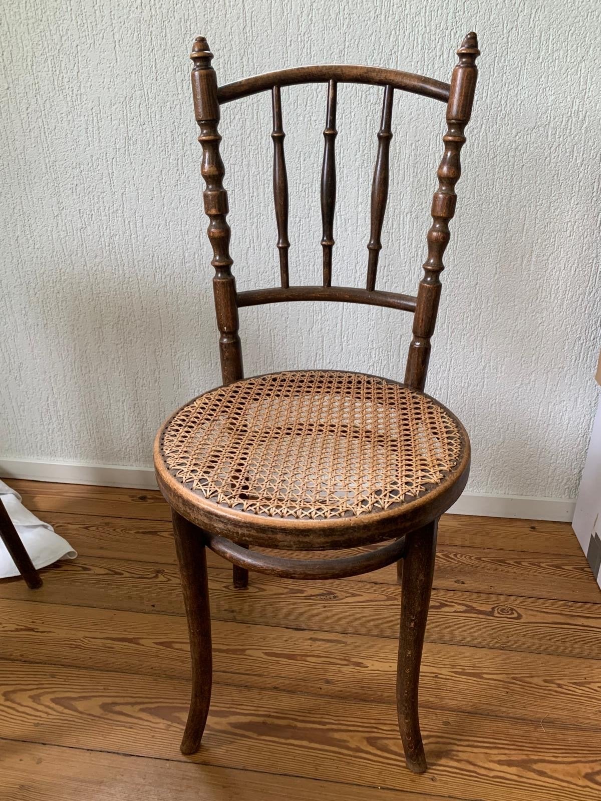 Antieke Thonet stoel met rotan zitting, Ophalen of Verzenden