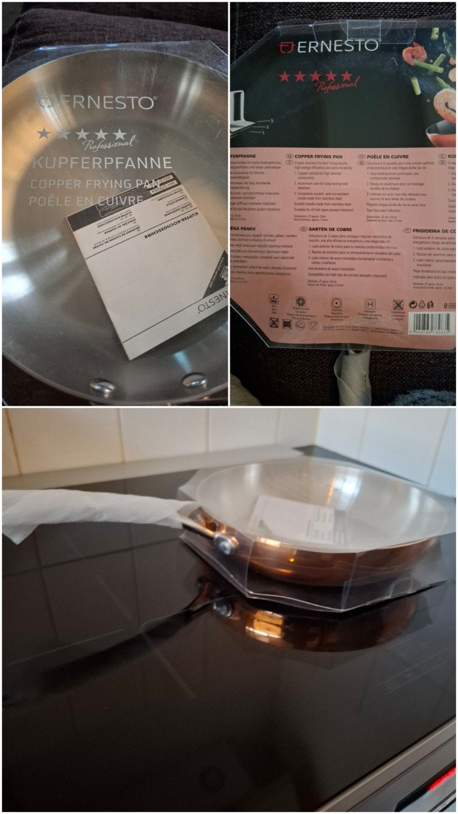 Koperen Koekenpan Ø 24 cm – NIEUW!, Ophalen of Verzenden, Nieuw, Rvs, Koekenpan of Braadpan