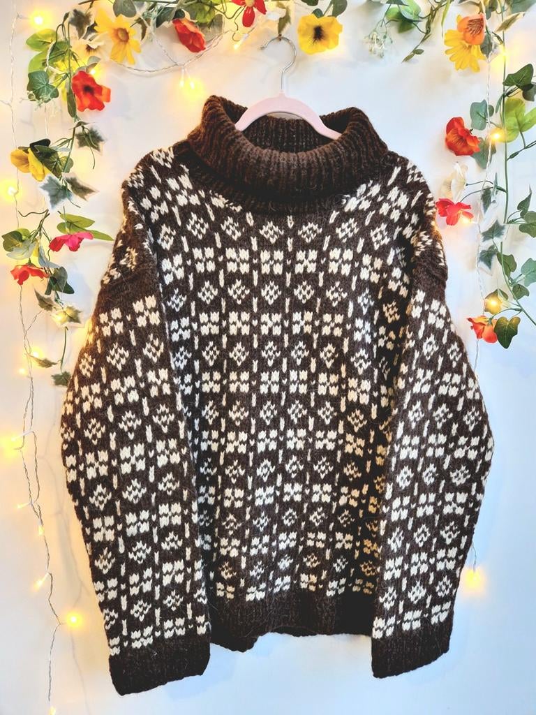 Mega dikke vintage handgemaakte puur wollen aran trui, Ophalen of Verzenden, Zo goed als nieuw, Maat 46/48 (XL) of groter