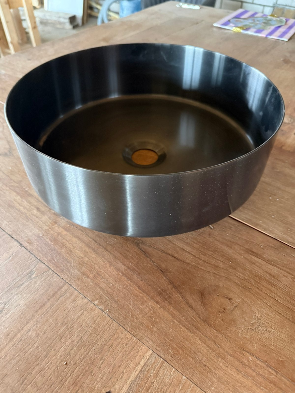 Gunmetal ronde waskom met plug, Ophalen of Verzenden, Nieuw