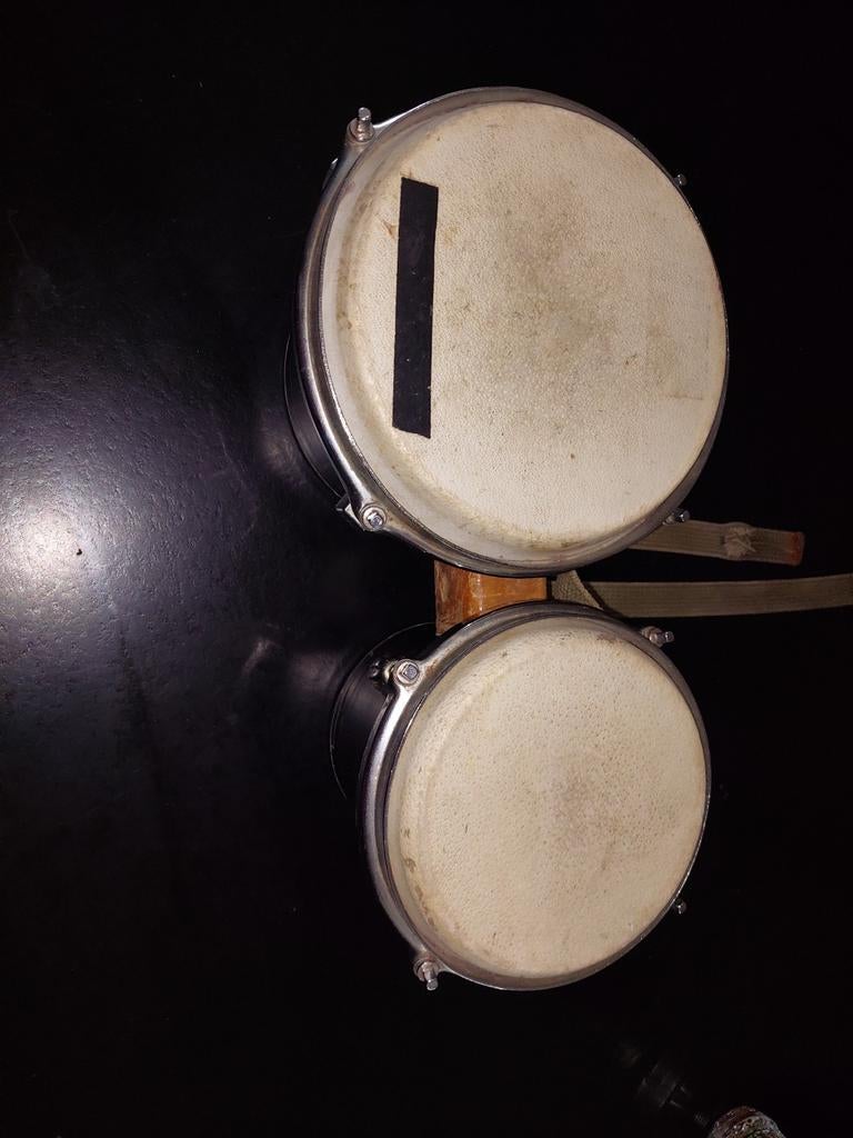 Vintage Bongo Drums - Zwart met Houten Details, Ophalen of Verzenden