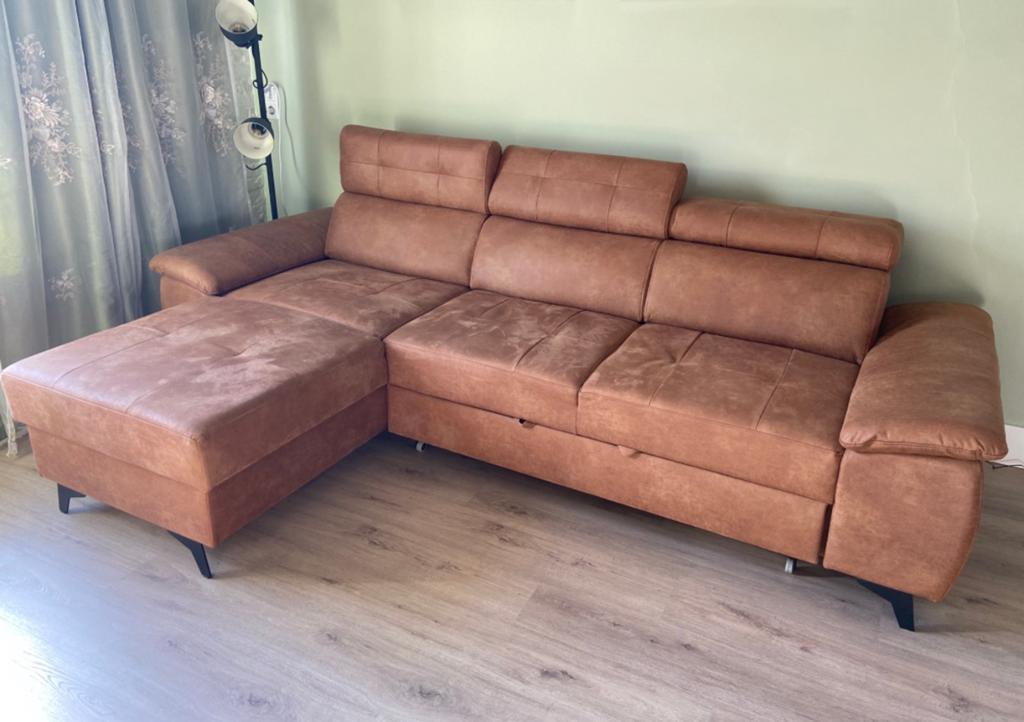 Stoere hoekbank / slaapbank cognac cowboy, Huis en Inrichting, Banken | Complete zithoeken, Zo goed als nieuw, Ophalen of Verzenden