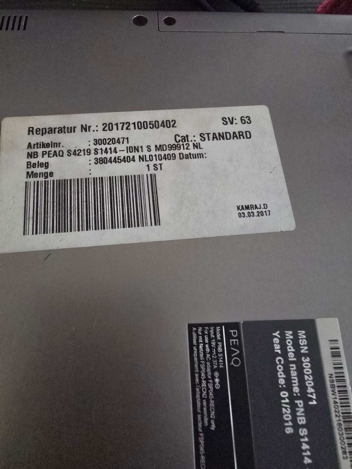 PEAQ S1414-ION1S MD99912 NL Laptop - Gebruikt, Computers en Software, Windows Laptops, PEAQ, Gebruikt, Minder dan 4 GB, Qwerty