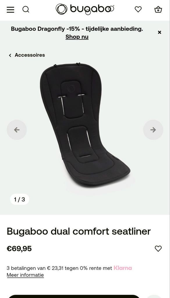 Bugaboo seatliner zwart., Ophalen of Verzenden