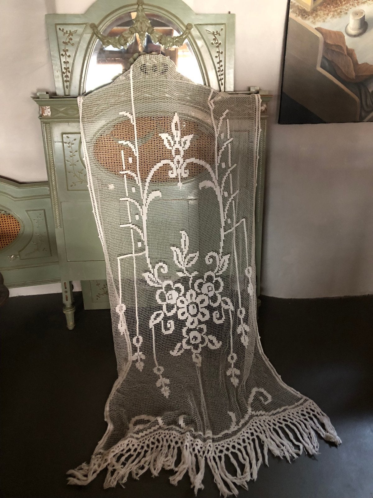 Antiek frans gordijn, Antiek en Kunst, Curiosa en Brocante, Ophalen of Verzenden