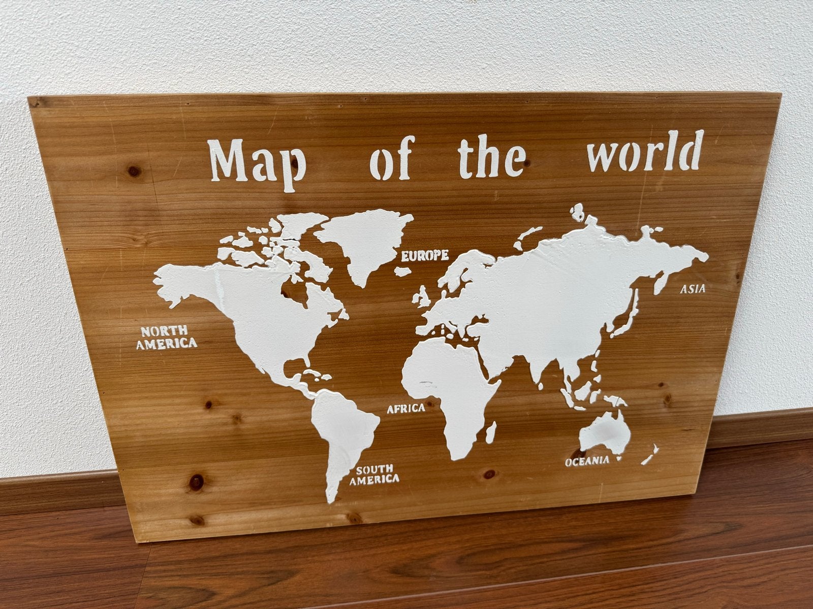 Houten Wereldkaart Wanddecoratie - Vintage Stijl, Gebruikt, Hout, Vintage, Ophalen of Verzenden