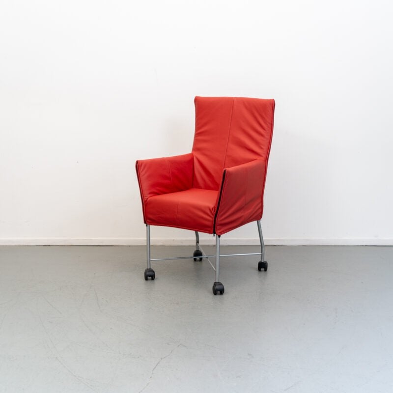 Montis Chaplin eetkamerstoelen oranje/rood leder, Niet ingevuld, Zo goed als nieuw, Niet ingevuld, Niet ingevuld