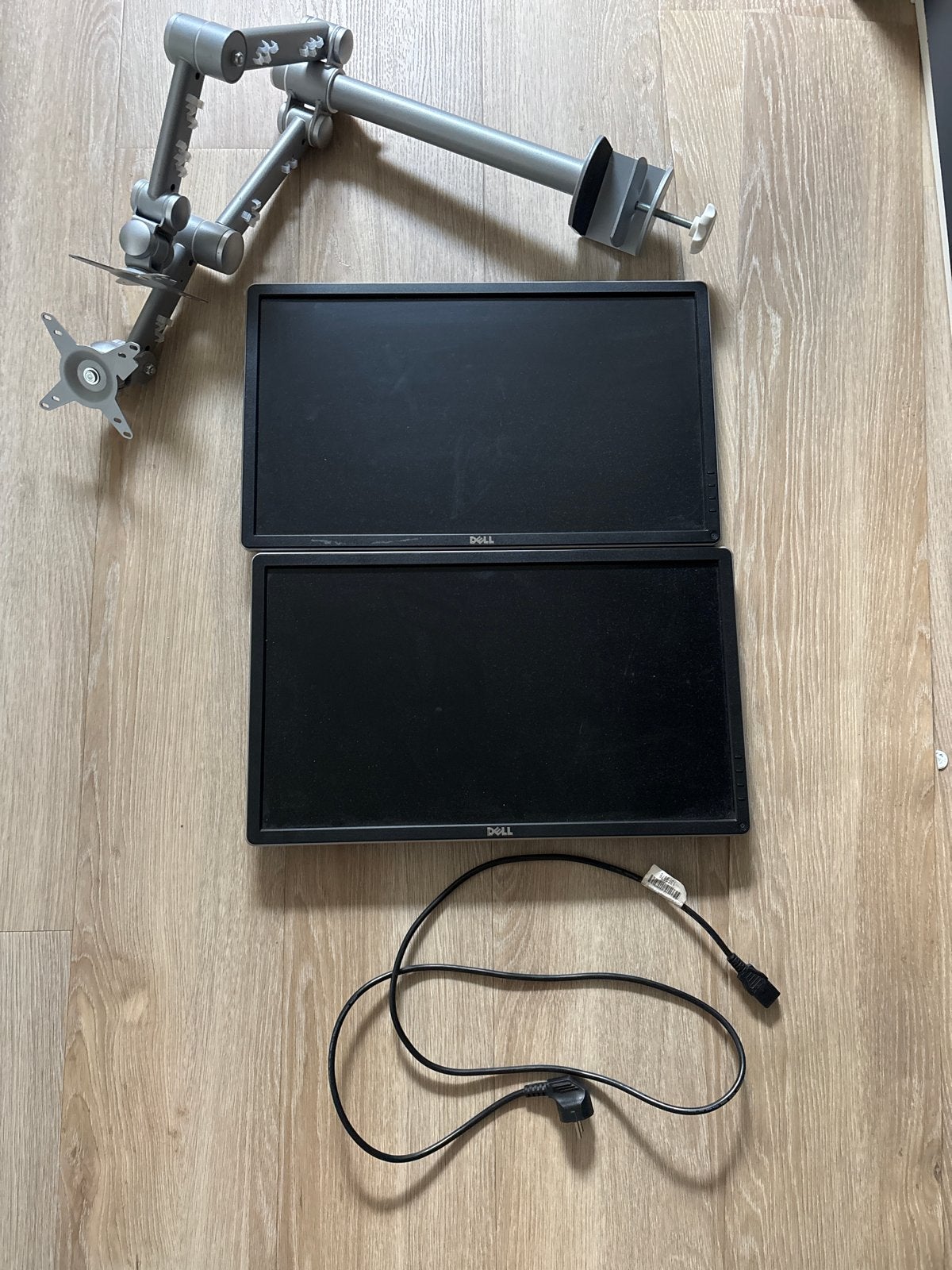 2x Dell P2314Ht monitoren met dubbele monitorarm, Ophalen, Gebruikt, IPS, In hoogte verstelbaar