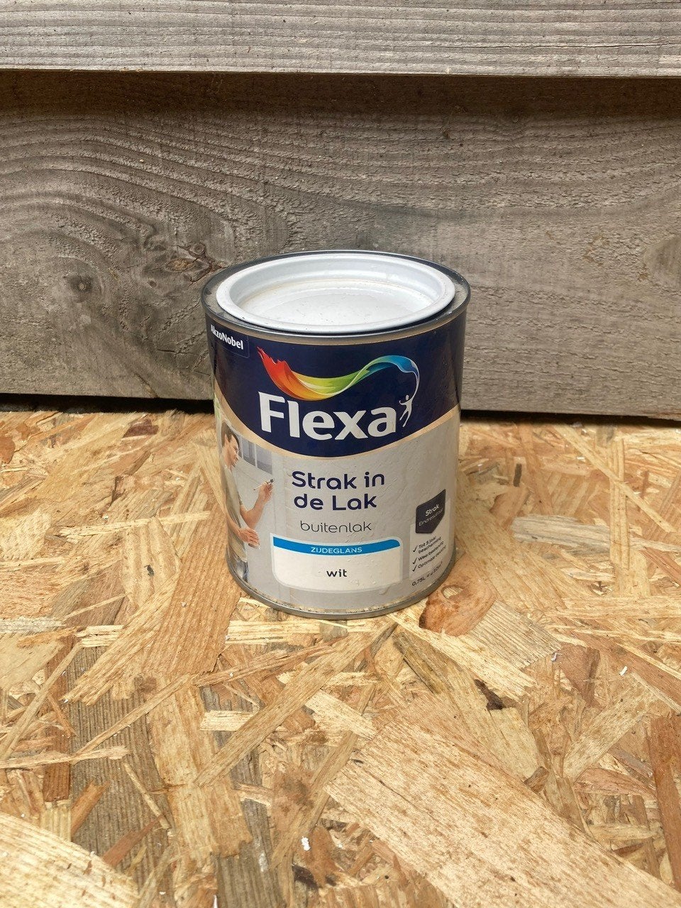 Flexa Strak in de Lak buitenlak zijdeglans wit 0.75L, Ophalen of Verzenden, Nieuw
