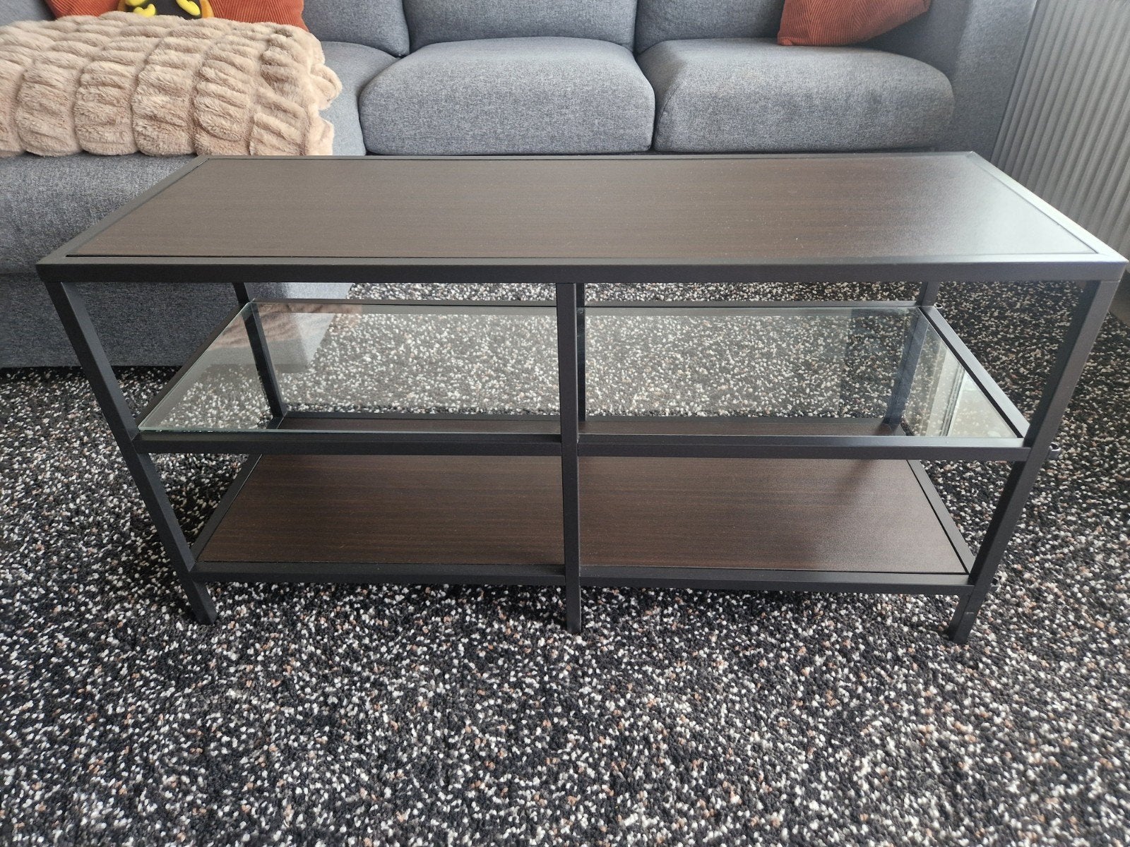 IKEA tv meubel met glazen plaat - 100x36 cm, Ophalen, Gebruikt, 100 tot 150 cm, Minder dan 100 cm
