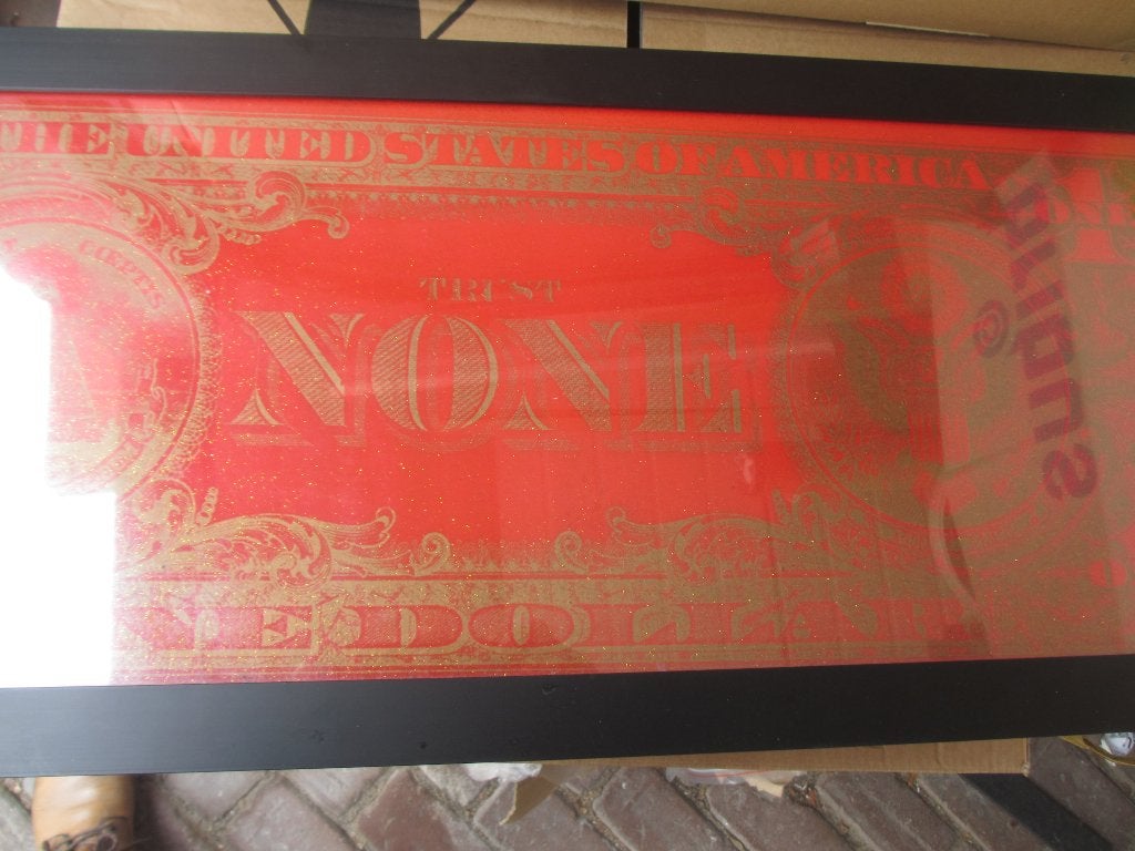 Modern artwork TRUST NONE one DOLLAR, Overig onderwerp, Overige materialen, Overige technieken, Ophangklaar