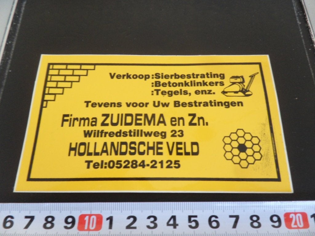 sticker Hollandsche Veld Firma ZUIDENA en Zn Wilfredstillwe*, Ophalen of Verzenden, Zo goed als nieuw