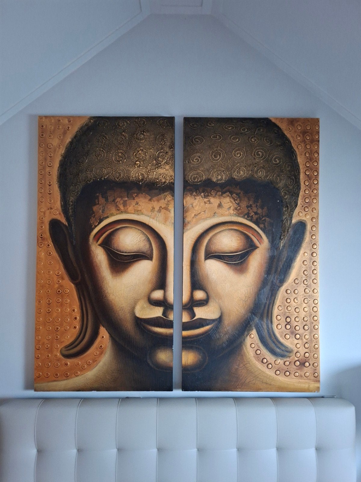 Groot Boeddha Schilderij - Twee Delen, Ophalen of Verzenden