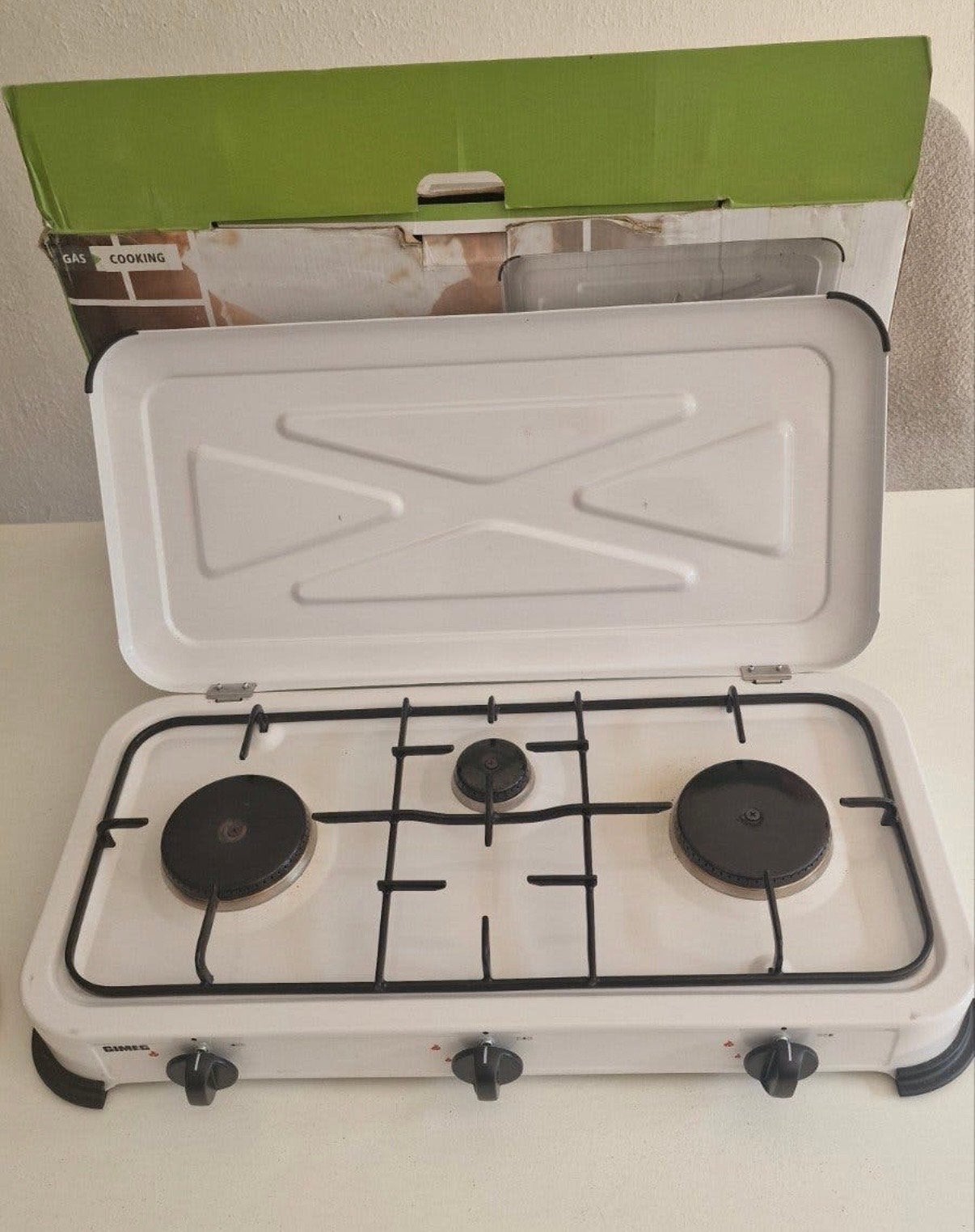 Cimeg 3-pits gasstel - Ideaal voor camping of buiten, Caravans en Kamperen, Kampeeraccessoires, Ophalen of Verzenden, Zo goed als nieuw