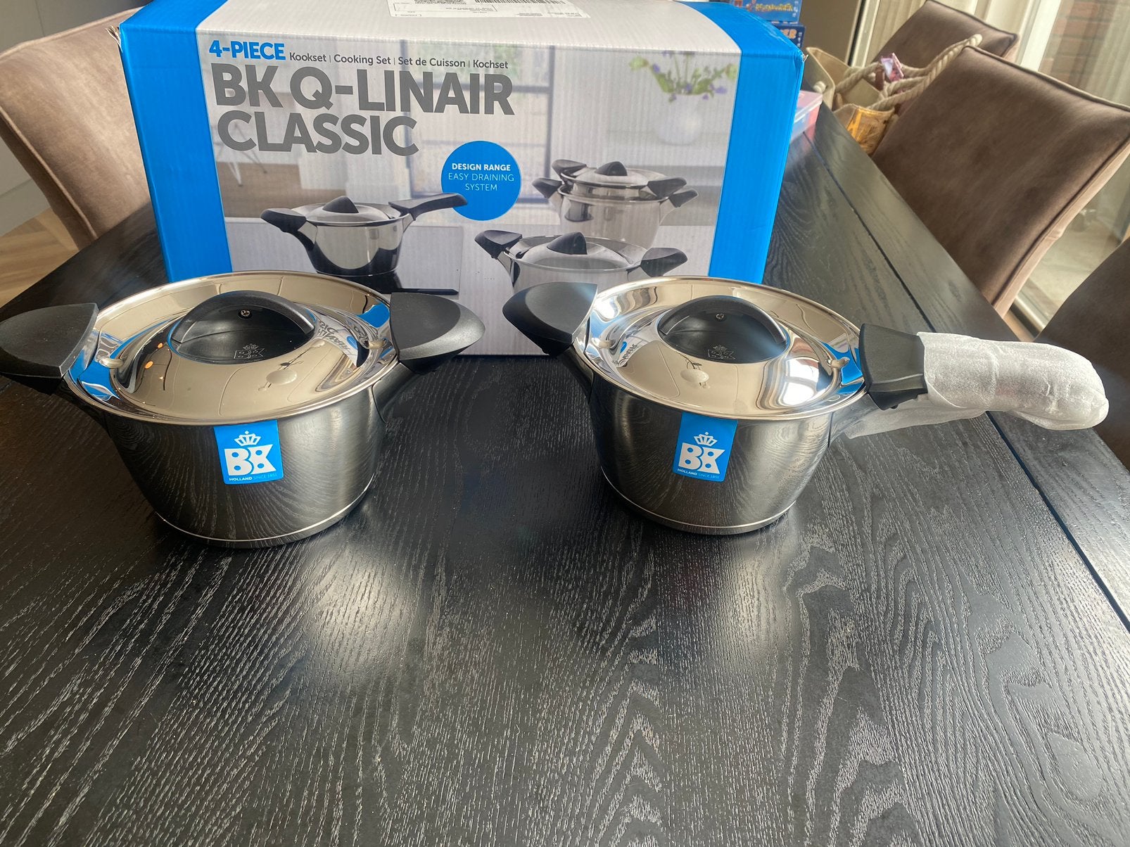BK Q-linair Classic met afgietsysteem, Verzenden, Nieuw, Rvs, Pannenset