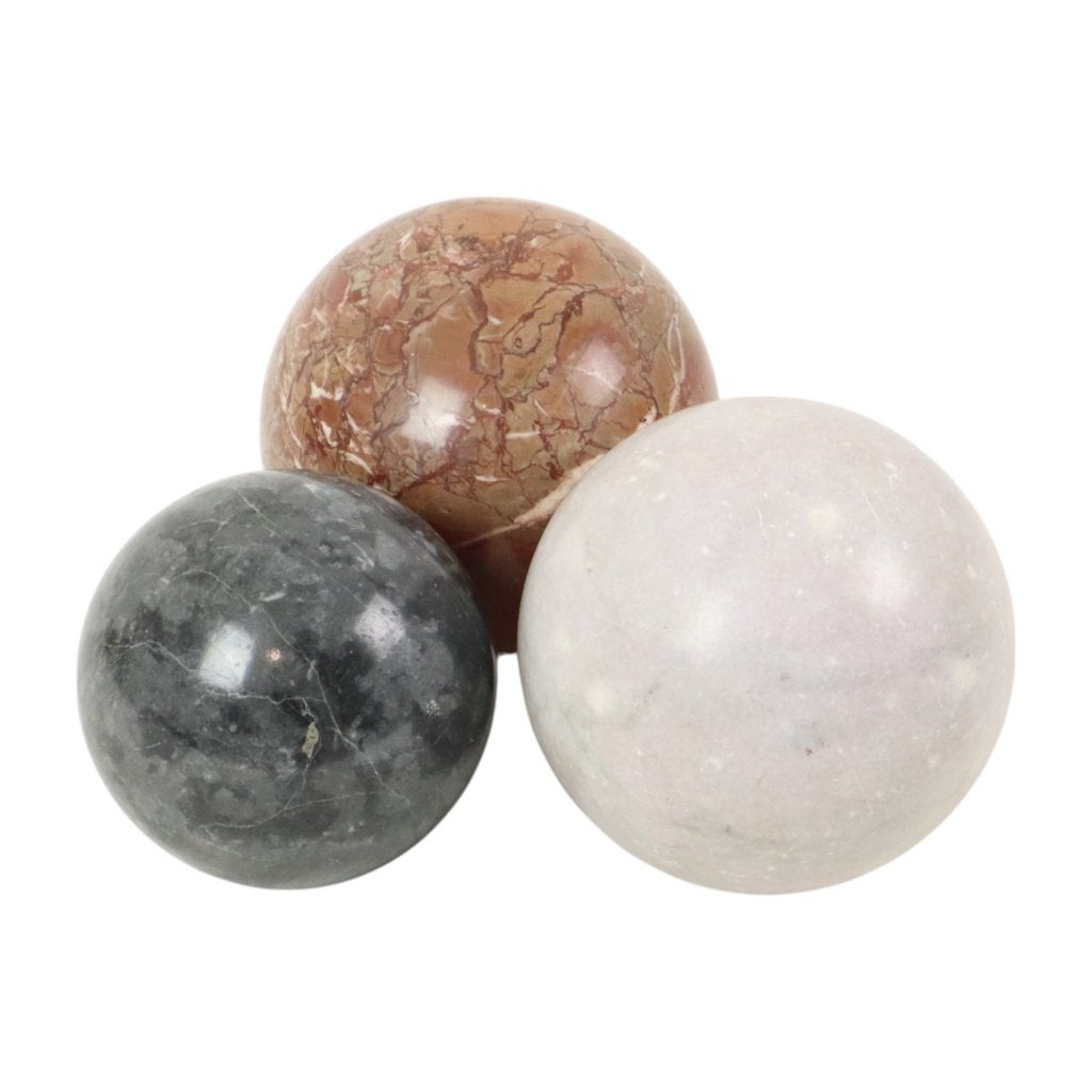 Set van 3 Grote Gepolijste Bollen Marmer Natuursteen Bal, Ophalen of Verzenden, Mineraal