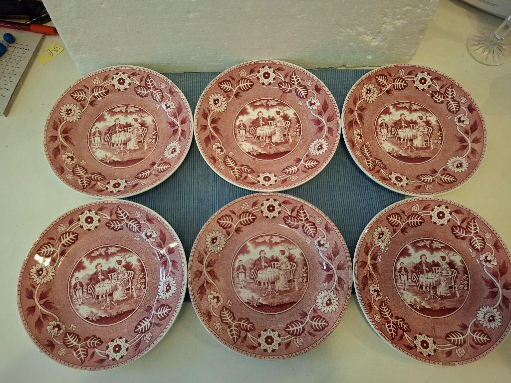 Teadrinker - Societe Ceramique - 6 mooie ontbijtbordjes, Antiek en Kunst, Antiek | Servies los, Ophalen of Verzenden