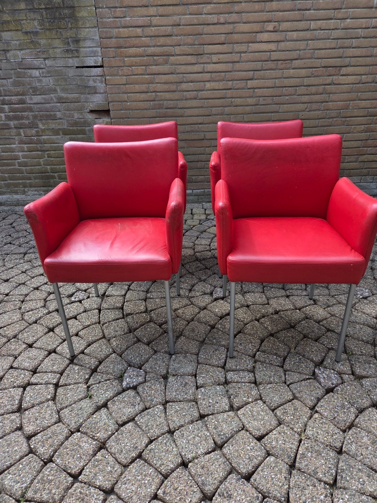 Set van 4 rode Jess design stoelen, Ophalen, Modern design, Gebruikt, Vier