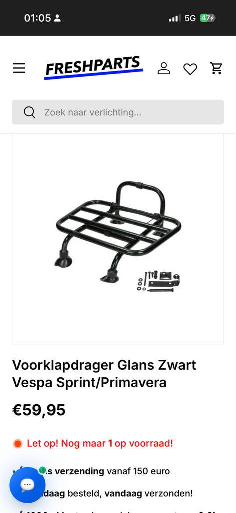 Nieuw Voorrek Glans Zwart voor Vespa Sprint/Primavera, Ophalen of Verzenden, Nieuw