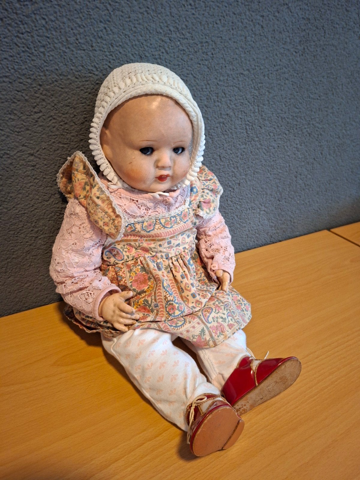 Antieke vintage babypop ±42 cm – oude compositie pop, Ophalen