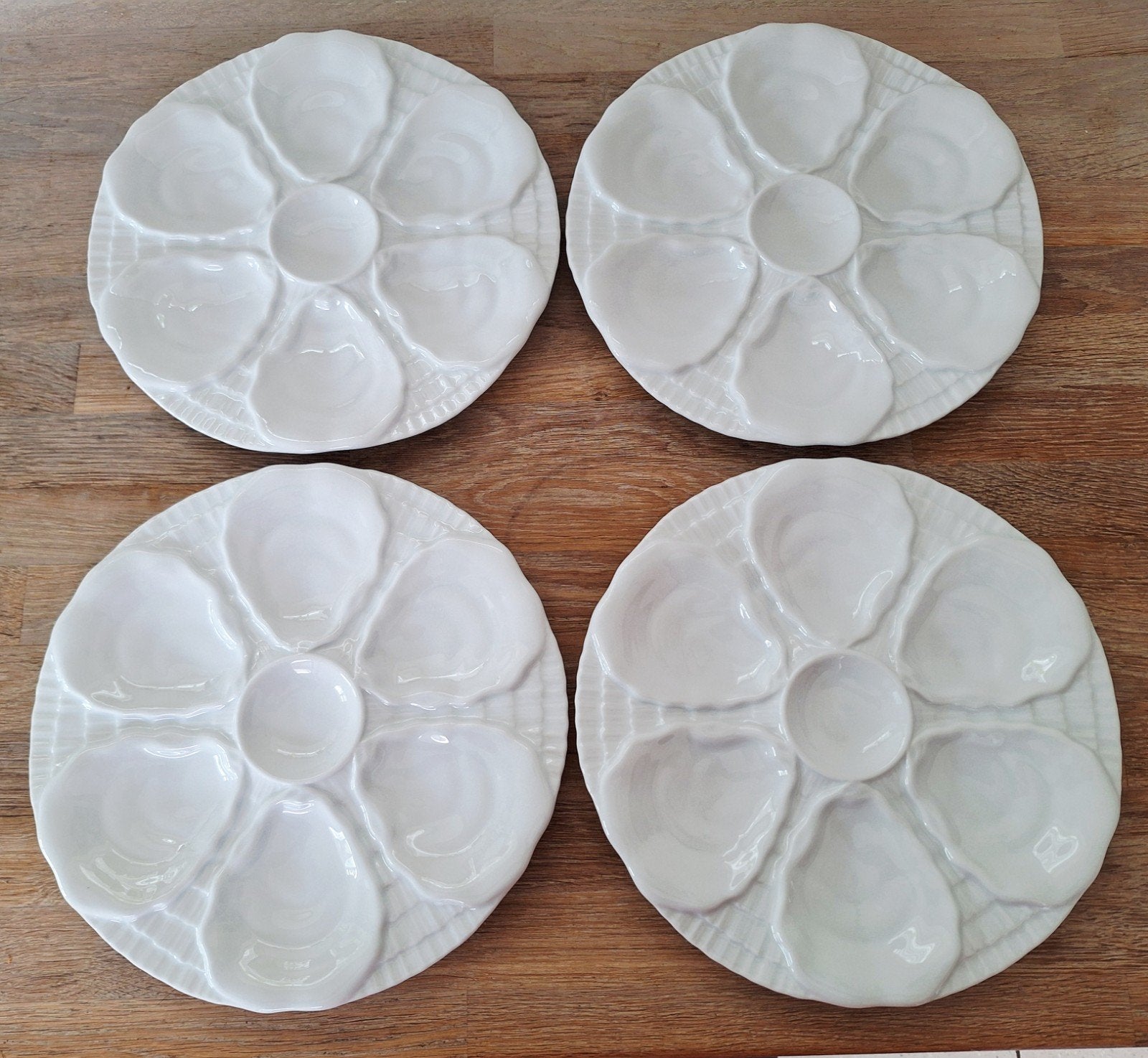 4 Vintage porseleinen Oesterborden, Bauscher, Ophalen of Verzenden