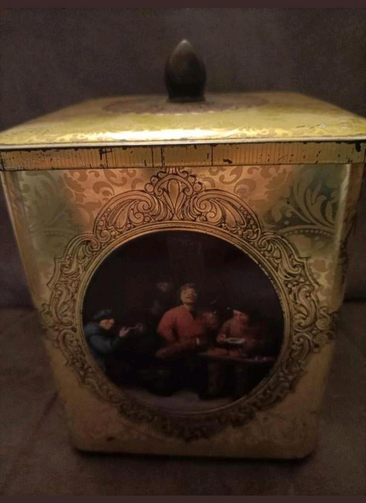 Vintage blik met klassieke afbeeldingen, Verzamelen, Blikken, Ophalen of Verzenden, Gebruikt, Overige, Overige merken
