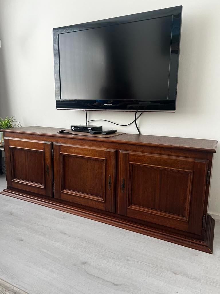 Massief houten tv meubel, Ophalen, Zo goed als nieuw, 75 cm of meer