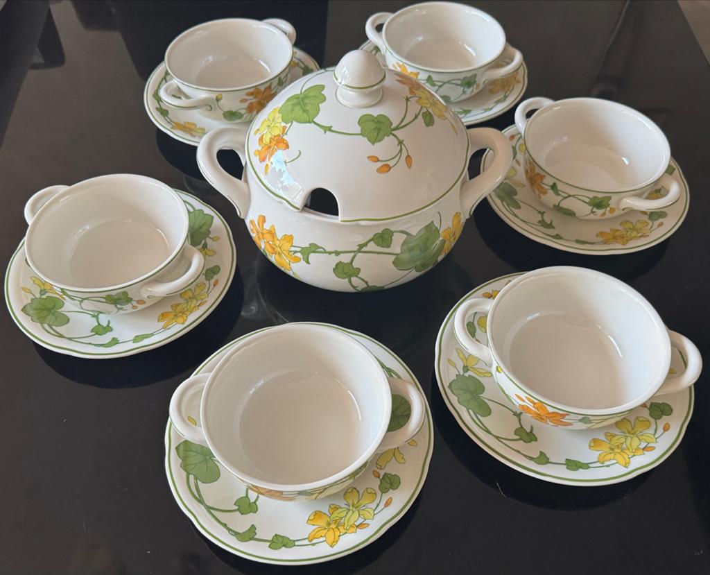 Villeroy & Boch Geranium Soepkommen met Deksel en Schotels, Huis en Inrichting, Keuken | Servies, Gebruikt, Ophalen of Verzenden