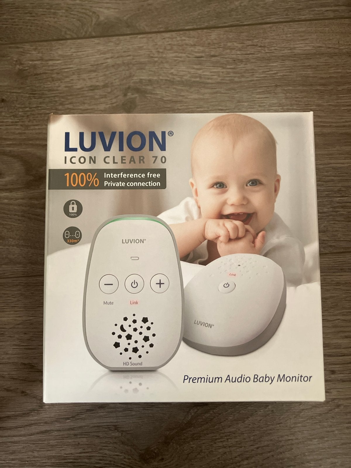 Luvion Icon Clear 70 Premium Audio Babyfoon, Ophalen, Nieuw, 250 meter of meer, Digitaal